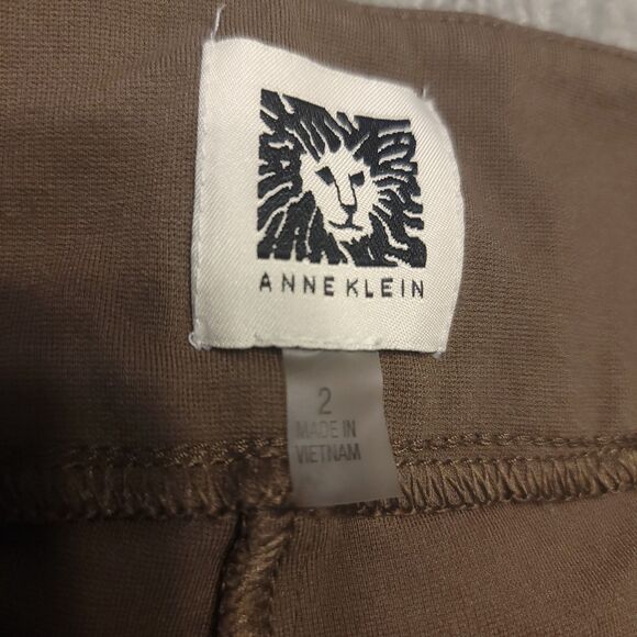 Anne Klein Women's 2  (29x29) Pants Dress Brown Pleated Stretch Trousers Career - Picture 4 of 12